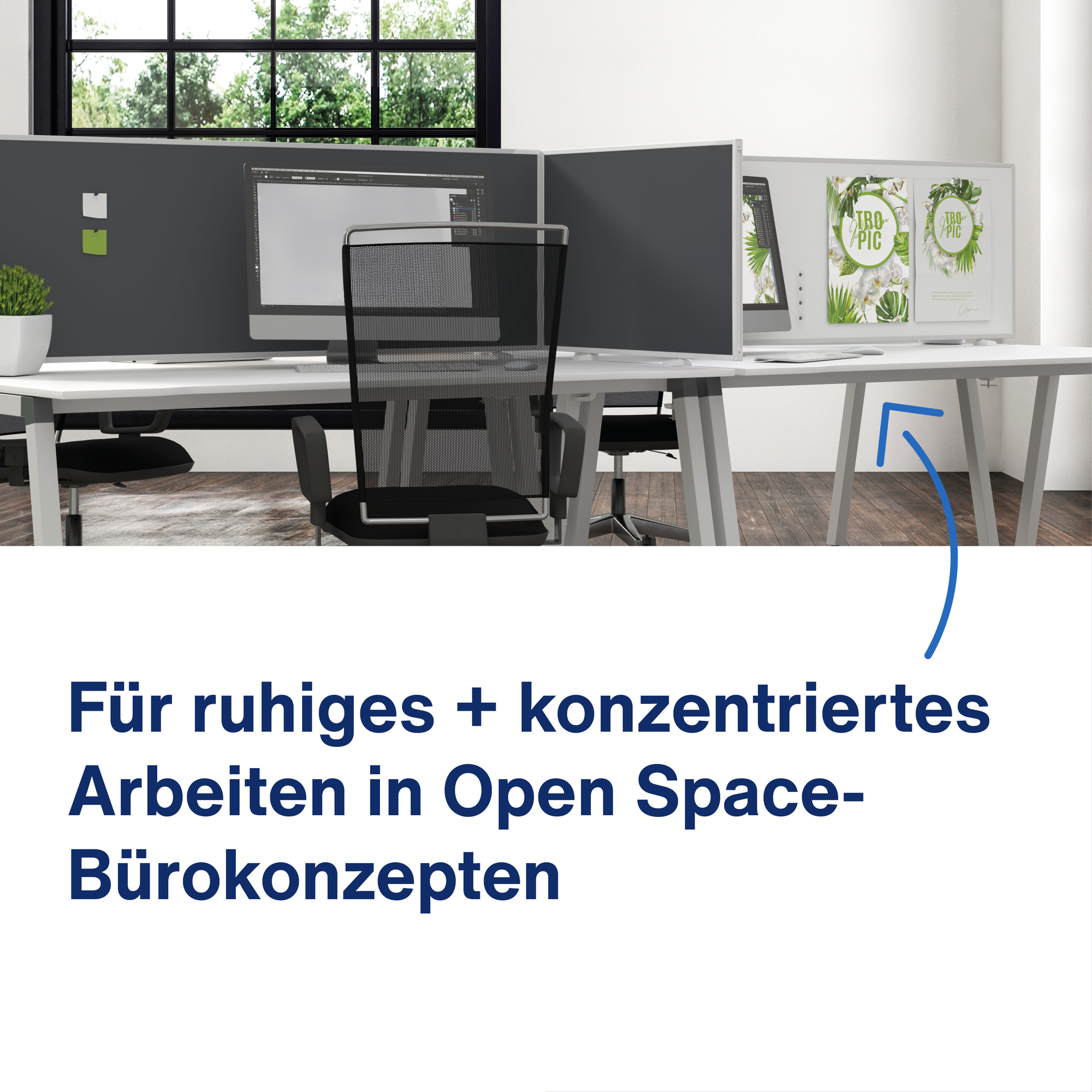 magnetoplan® Tischtrennwand VarioPin 160 x 50 cm (B x H) — 2