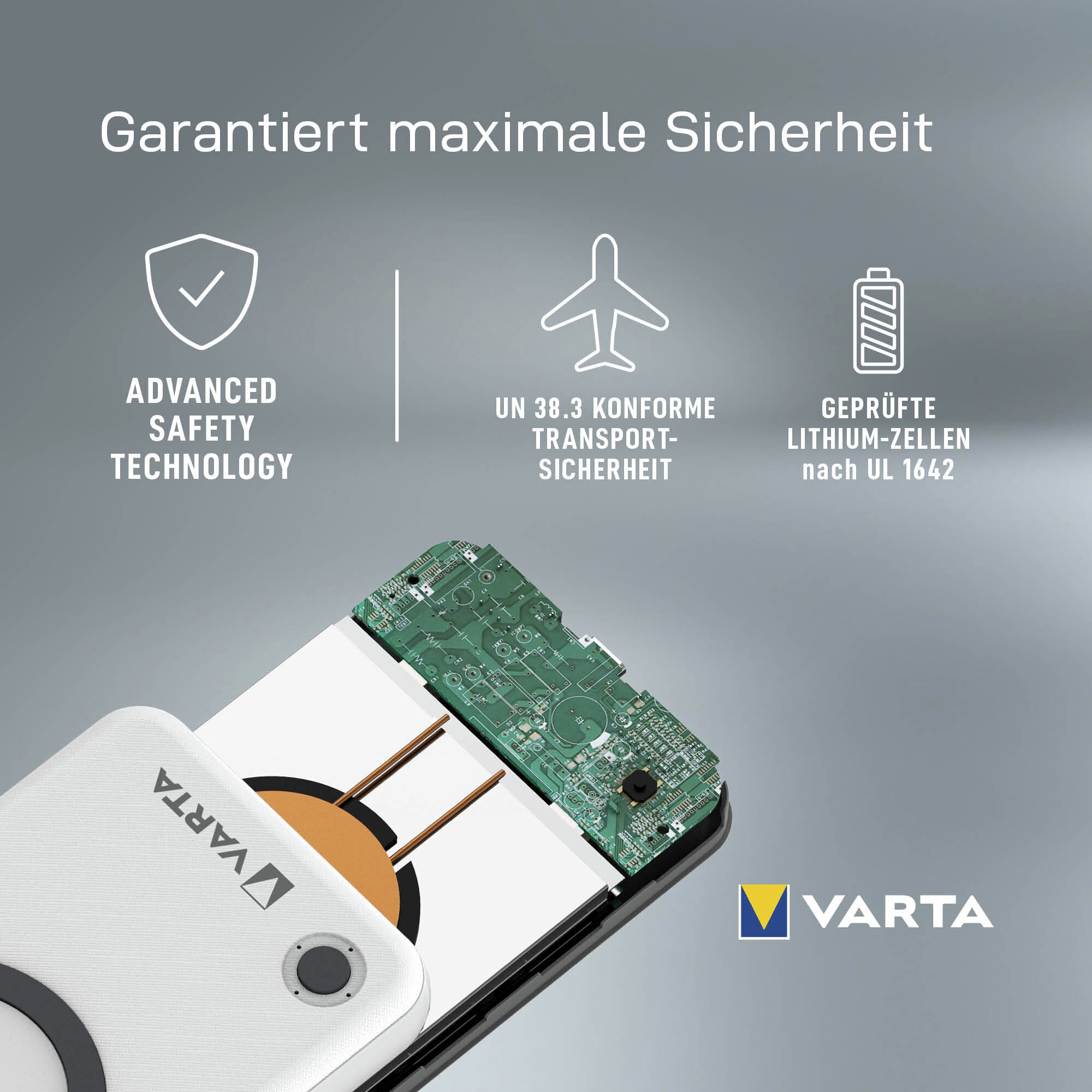 Varta Powerbank Wireless 77,5 x 15 x 157,5 mm (B x H x T) — 2
