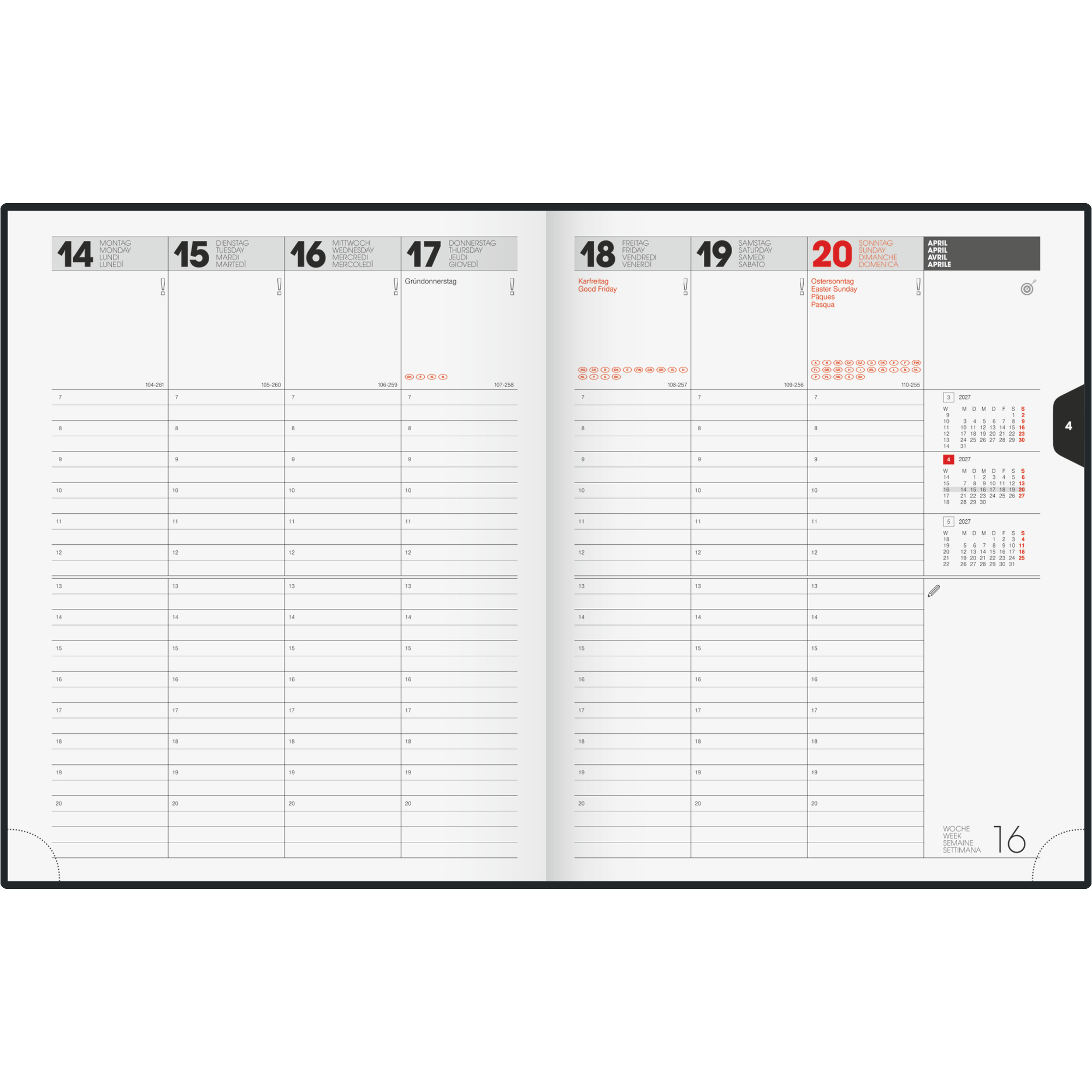 BRUNNEN Buchkalender Manager Wt 7 - weektimer® 2027 — 2