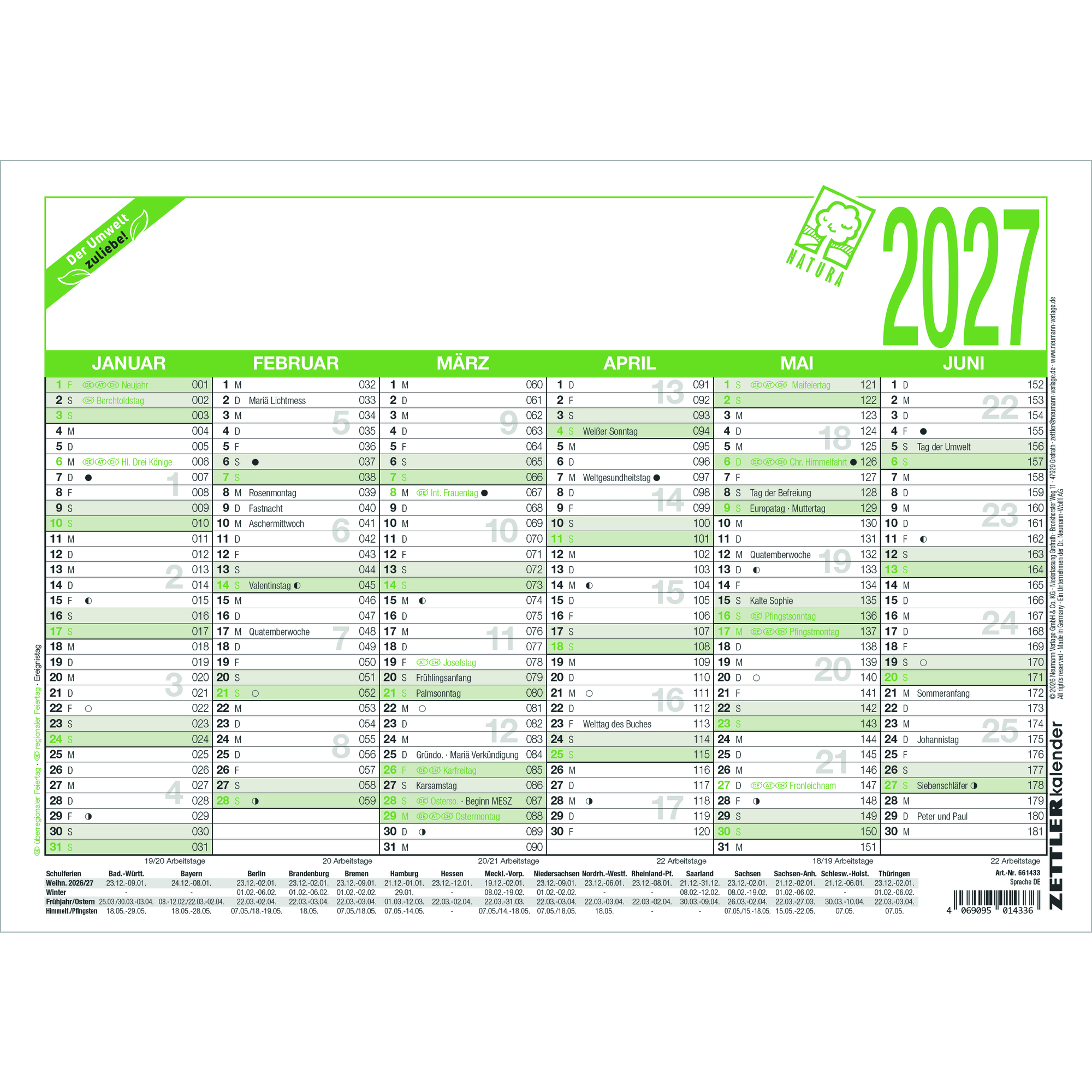 ZETTLER Tafelkalender Natura 2027 — 2