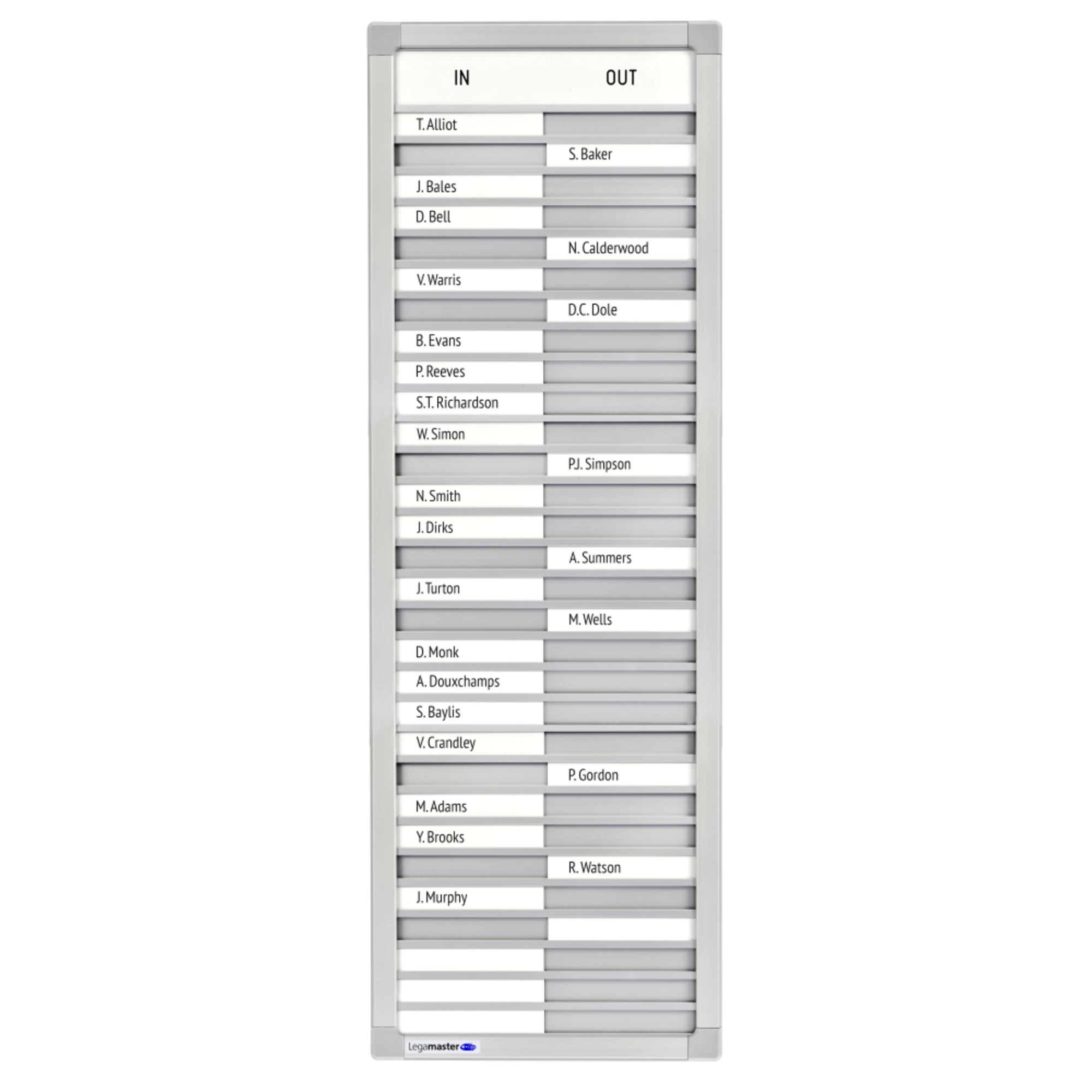 Legamaster An- und Abwesenheitstafel PROFESSIONAL 26 x 77 cm (B x H) — 2