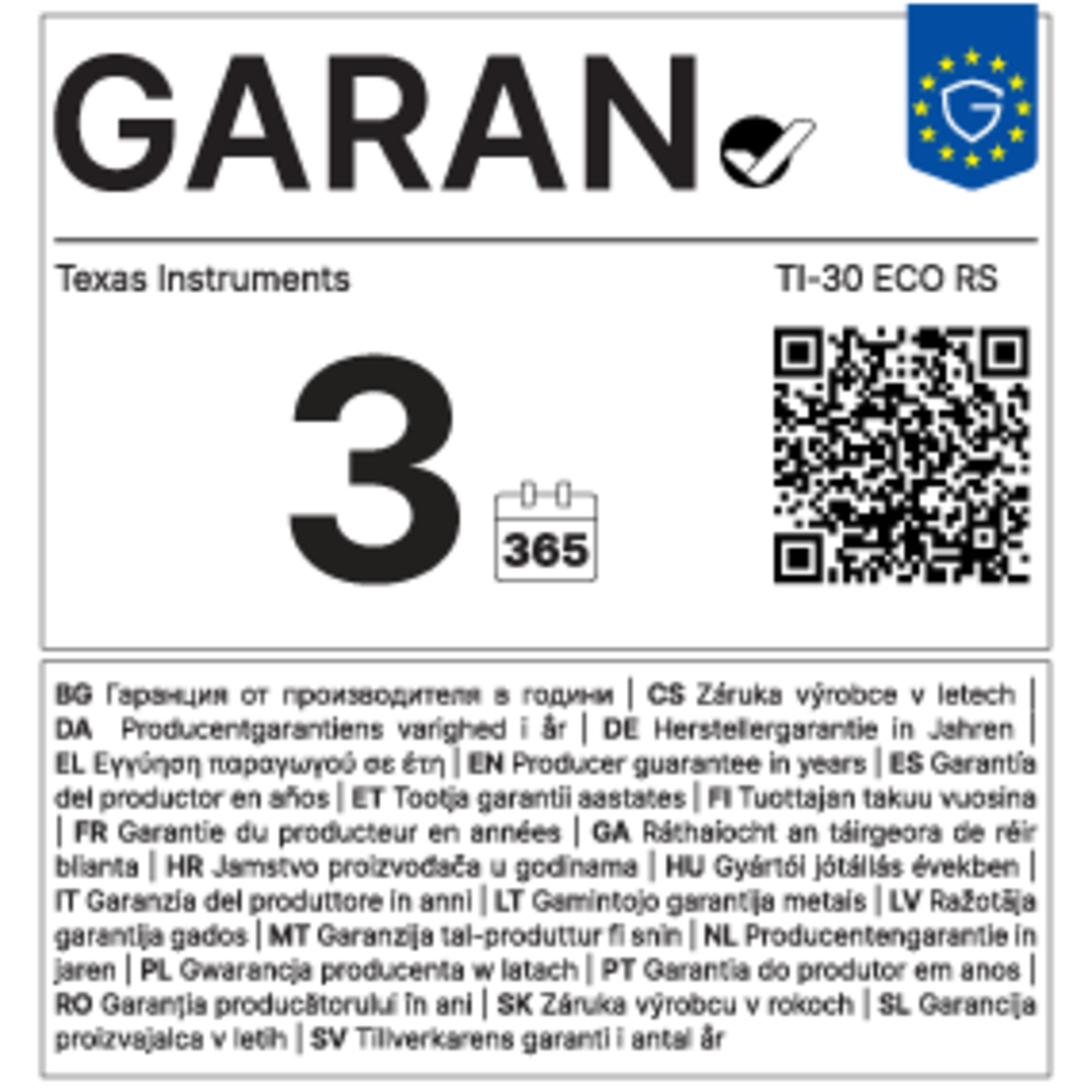 Texas Instruments Schulrechner TI-30 ECO RS — 2